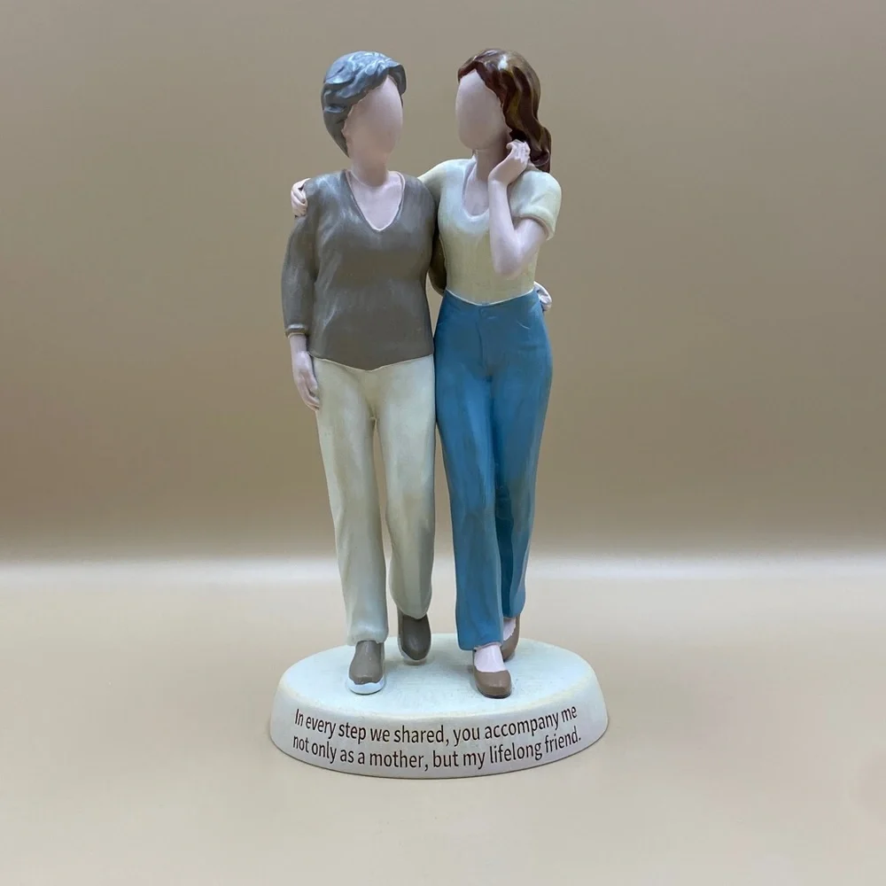 Heartfelt Mother and Daughter Figurine. Elderly. Senior
